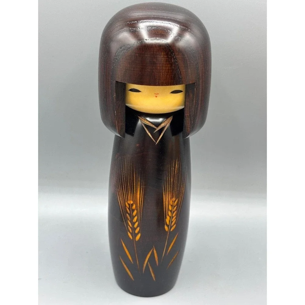 Vintage Japanese Kokeshi Doll Creative Wheat Design Okamoto Usaburo